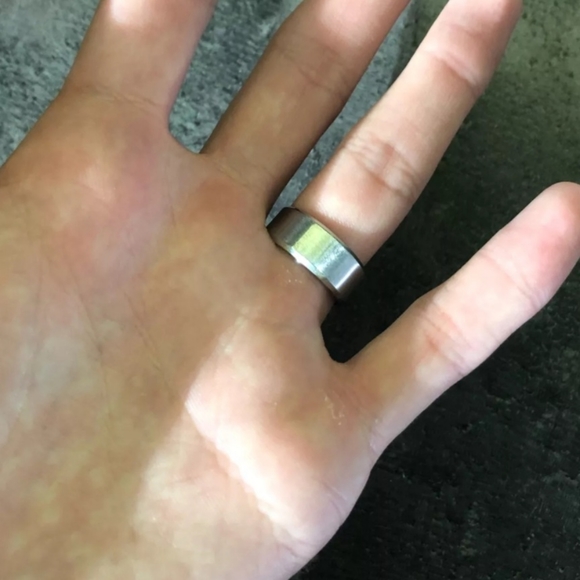 Men Stainless Steel 8mm Brushed Finish Ring with Beveled Edges - Picture 7 of 7